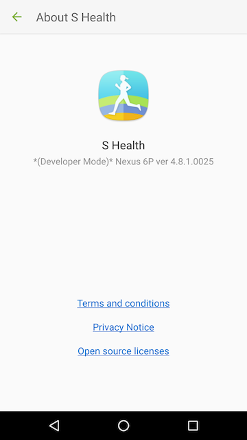 S Health Developer Mode
