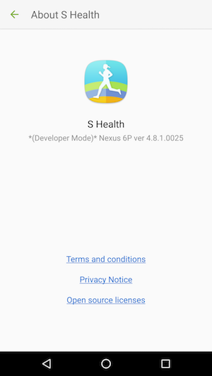 S Health Developer Mode